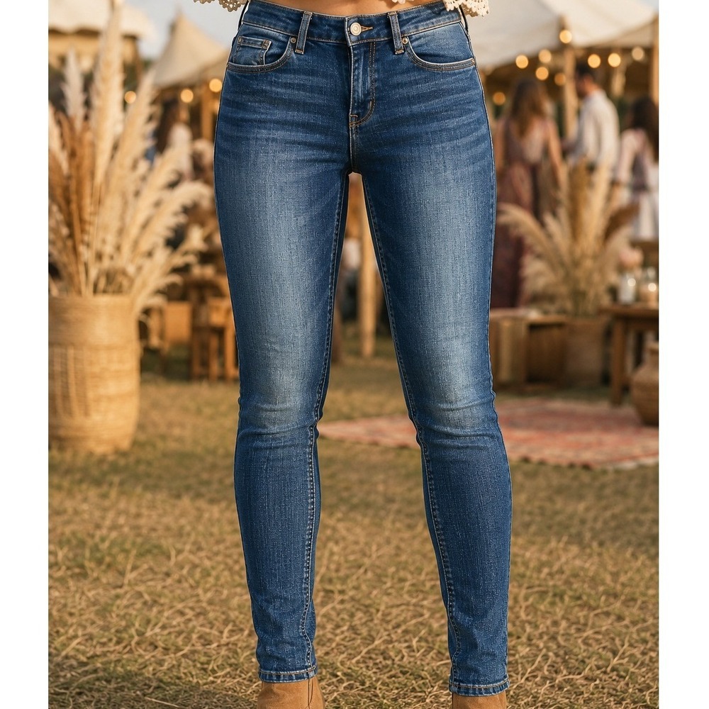Old Navy Womens Rockstar Super Skinny Mid Rise Jeans Dark Wash Blue Size 8